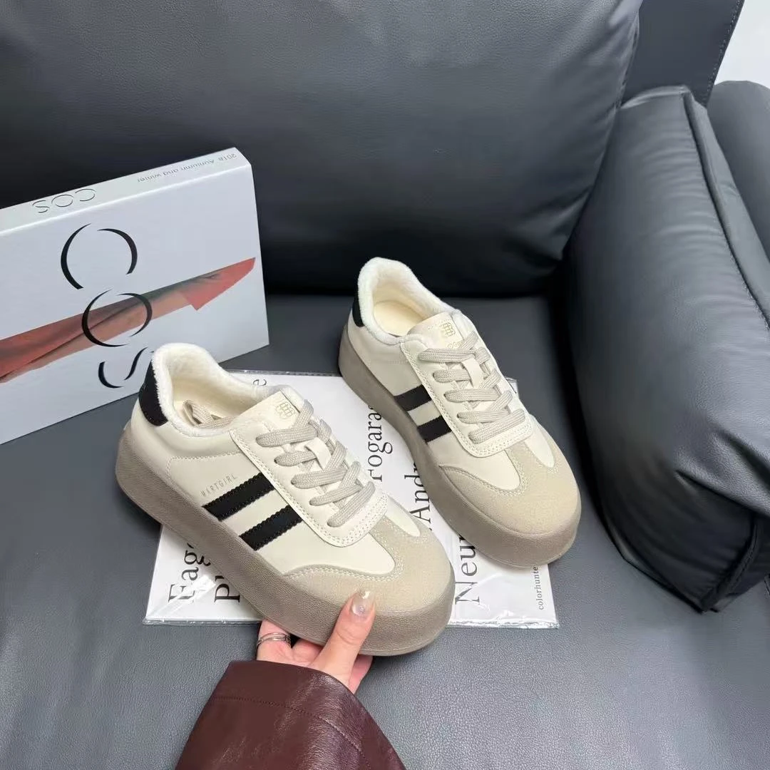 厚底德训女鞋百搭经典款加绒秋冬2025新款66083