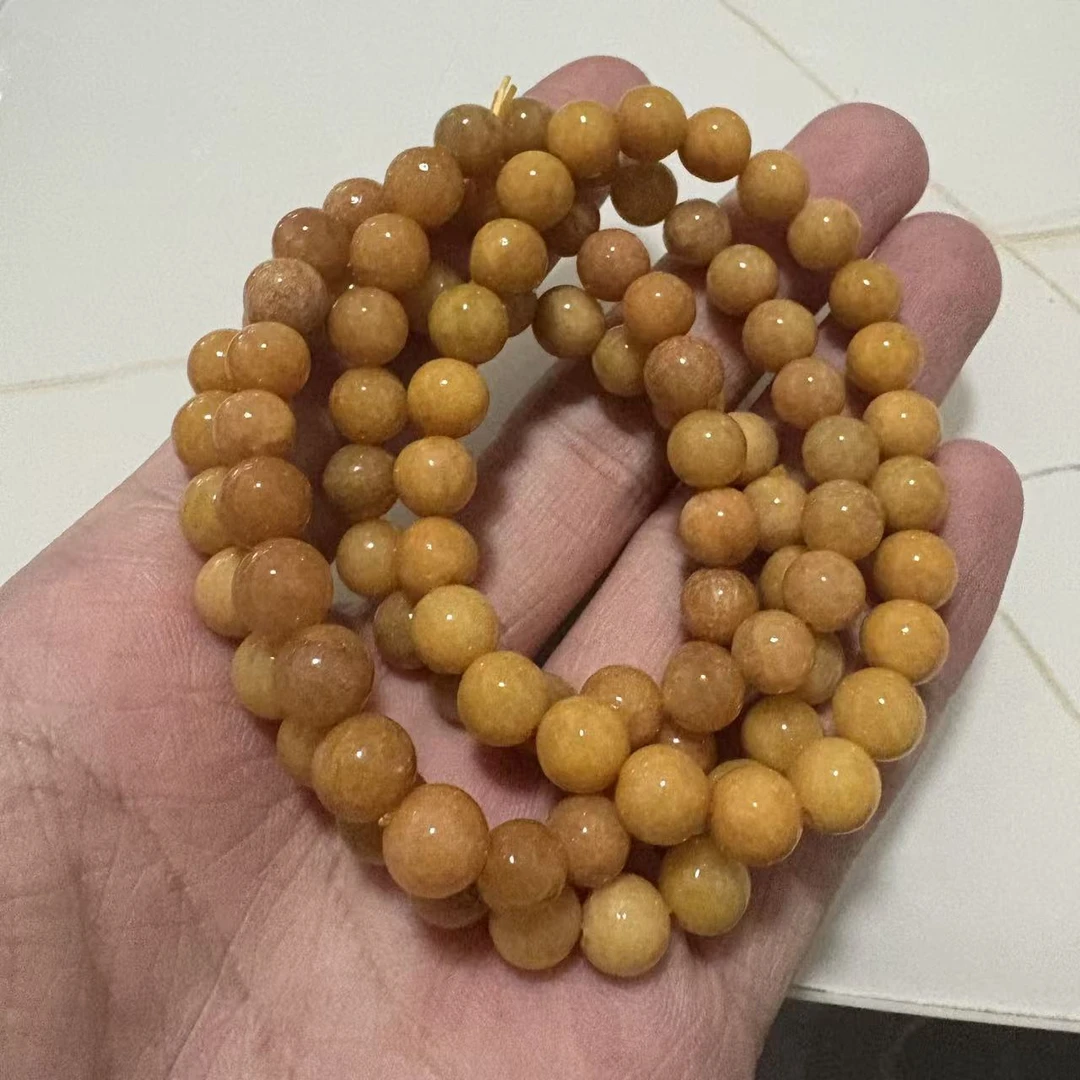 天然A货翡翠黄翡手串-7mm左右-多样性发其一z66