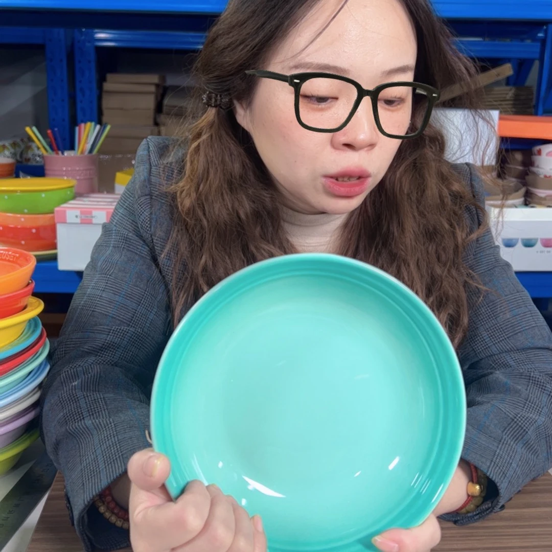 陶瓷青羽色燕麦碗