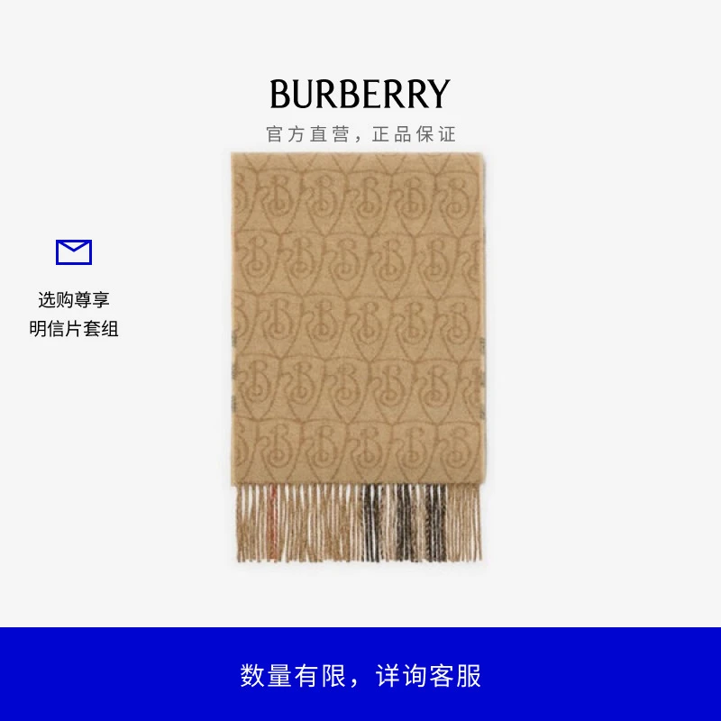 BURBERRY/博柏利【新品】围巾男女双面B字型羊绒围巾沙色81139281