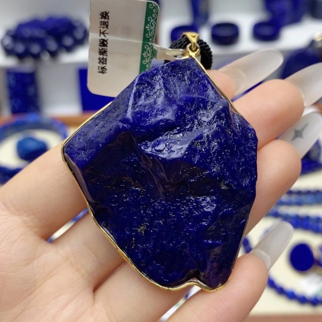 青金石银S925镀金镶嵌颈饰