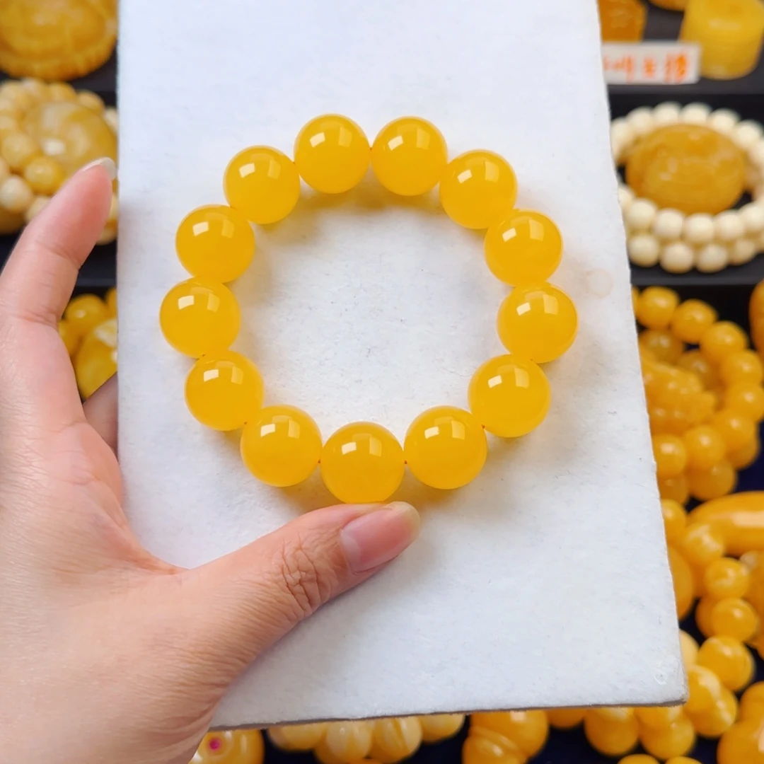 蜜蜡未镶嵌颈饰橘色纯色18