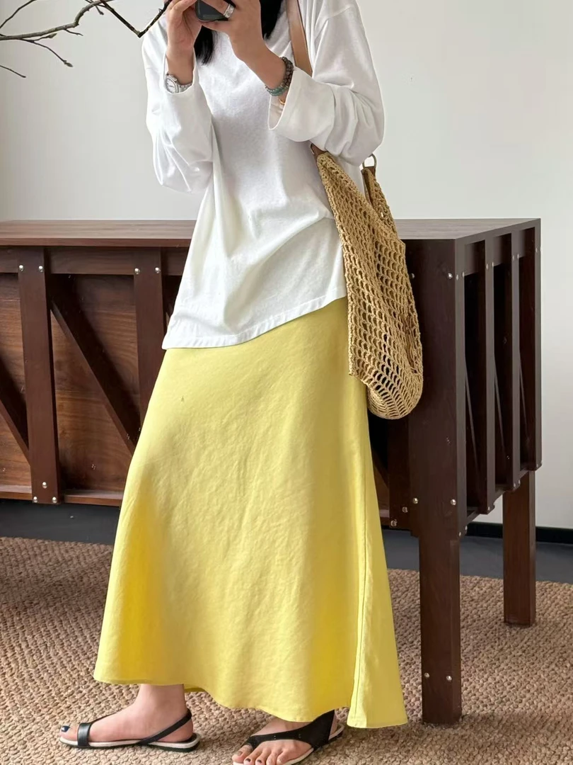 耶耶 YEYE |"鱼尾"天丝亚麻高腰显瘦鱼尾裙半身裙女72300