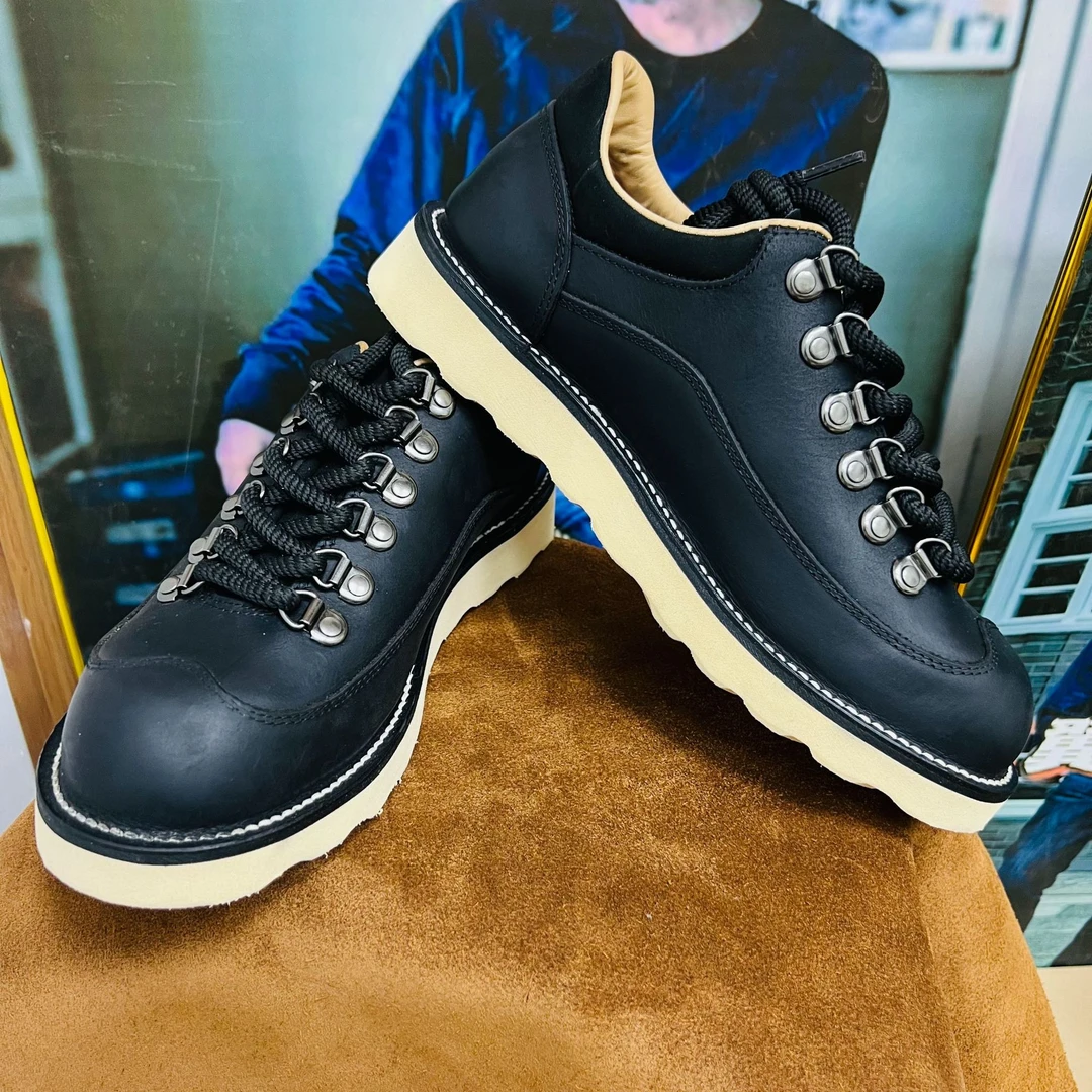 男款71000 通勤工装复古外翻 黑色疯马头层牛皮 百搭厚底休闲户外