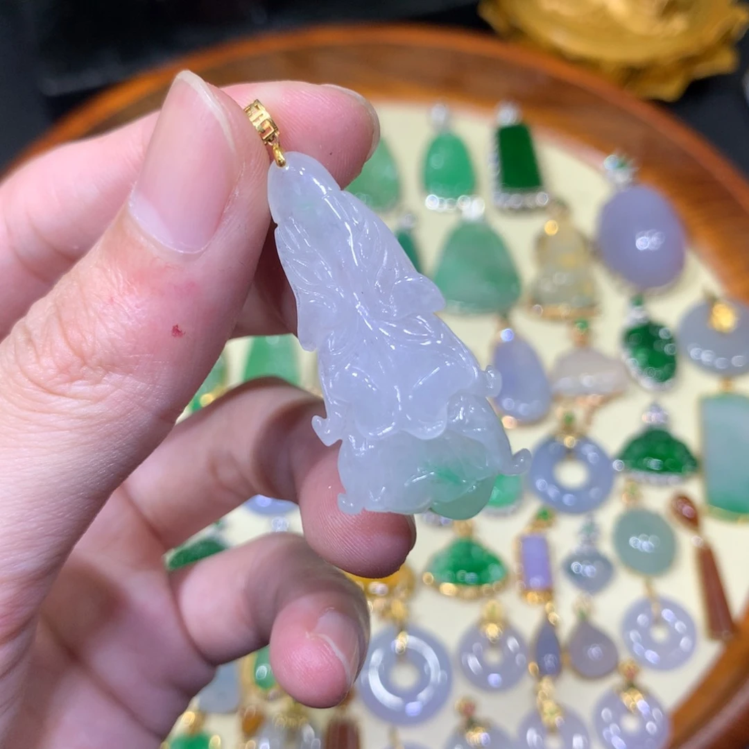 翡翠18K金镶嵌吊坠(不含链)