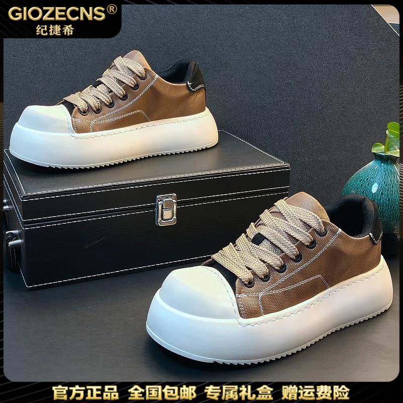 纪捷希厚底板鞋透气布面增高百搭鞋夏季新款韩版男鞋时尚低帮鞋