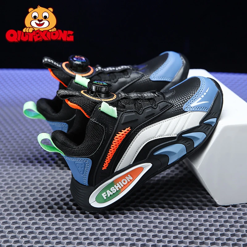 青少年皮面防水防撞男女童百搭软底高弹中大童四季运动鞋保暖防滑