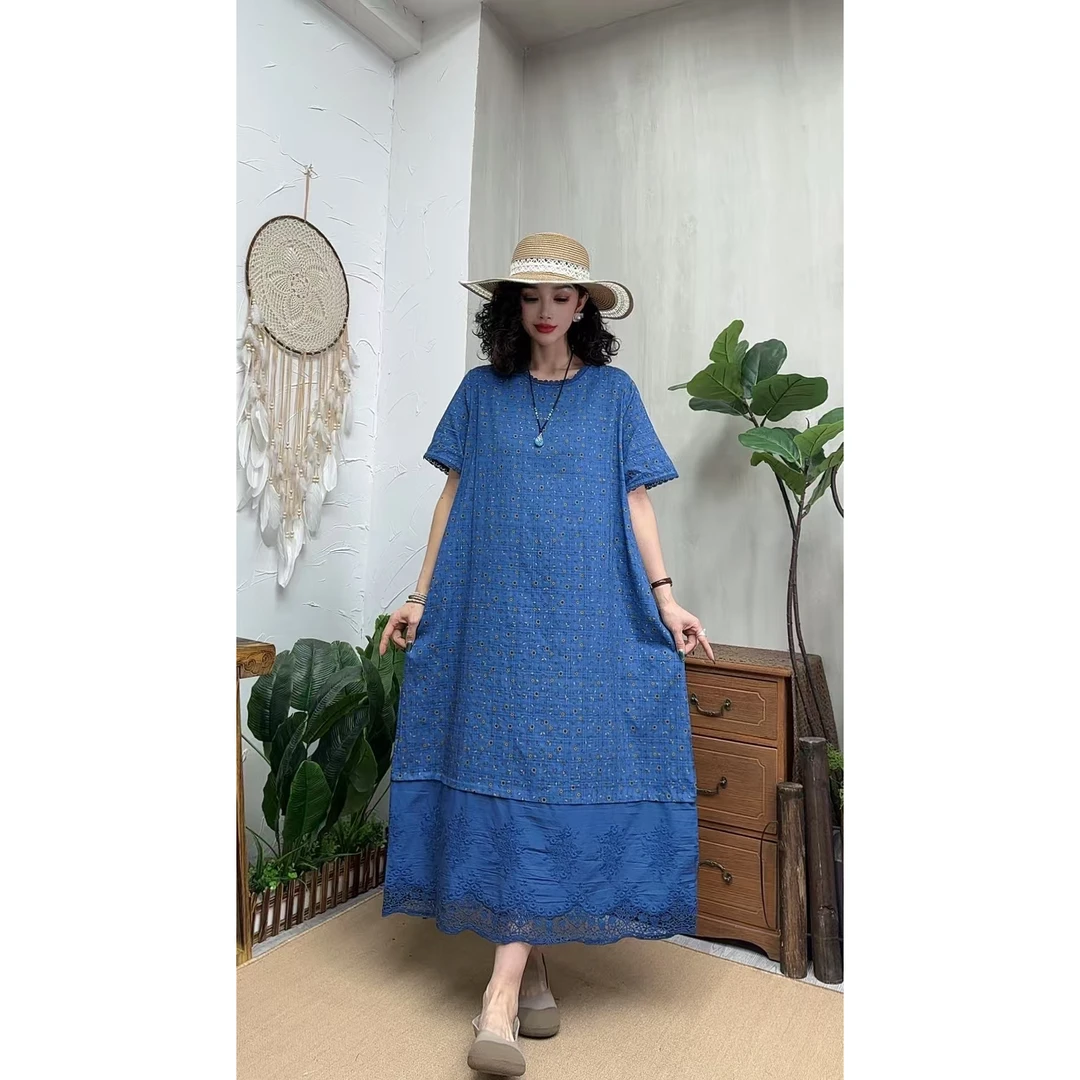 5132新款夏季韩版显瘦气质时尚印花洋气复古收腰碎花连衣裙妈妈装