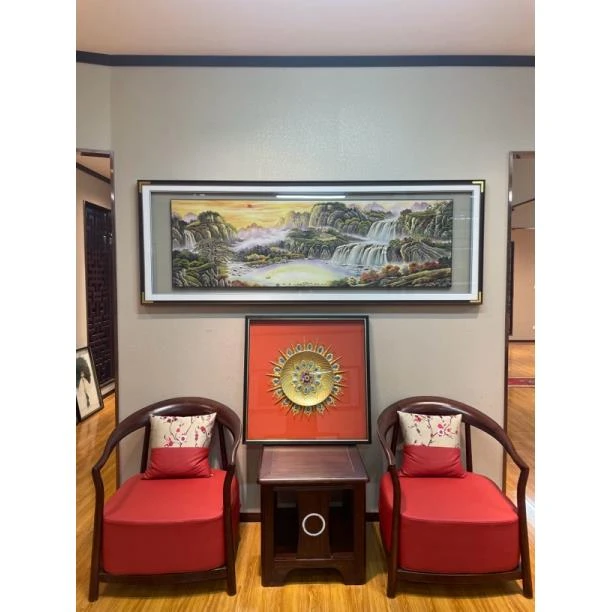 铜鑫铜亿《旭日东升-聚宝盆》手工铜板雕刻 沙发背景 茶室背景
