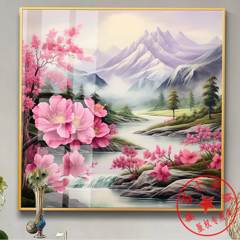 新款山水风景画满钻全贴魔方圆钻石画卧室客厅简约风景手工粘贴贴