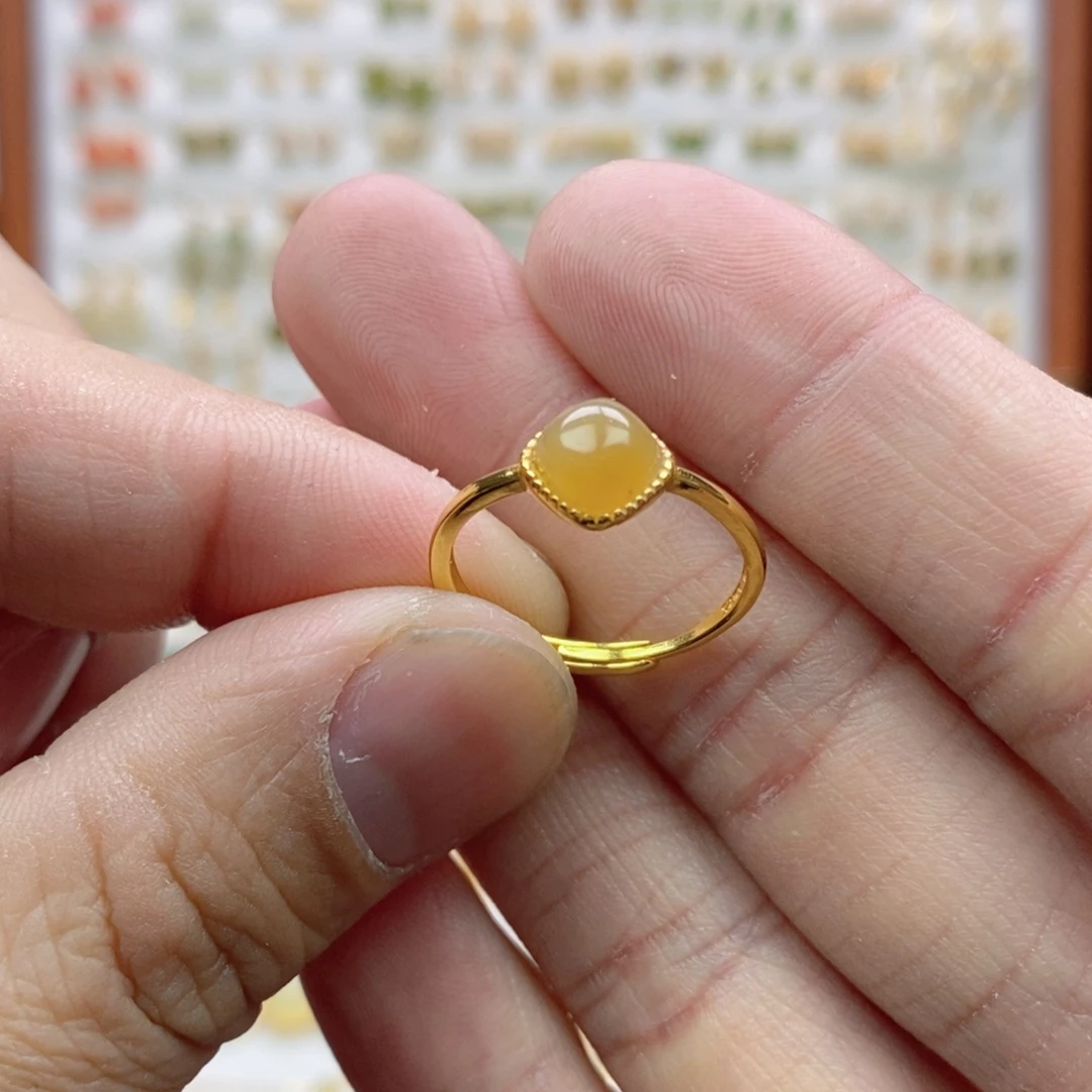 和田玉银S925镶嵌戒指