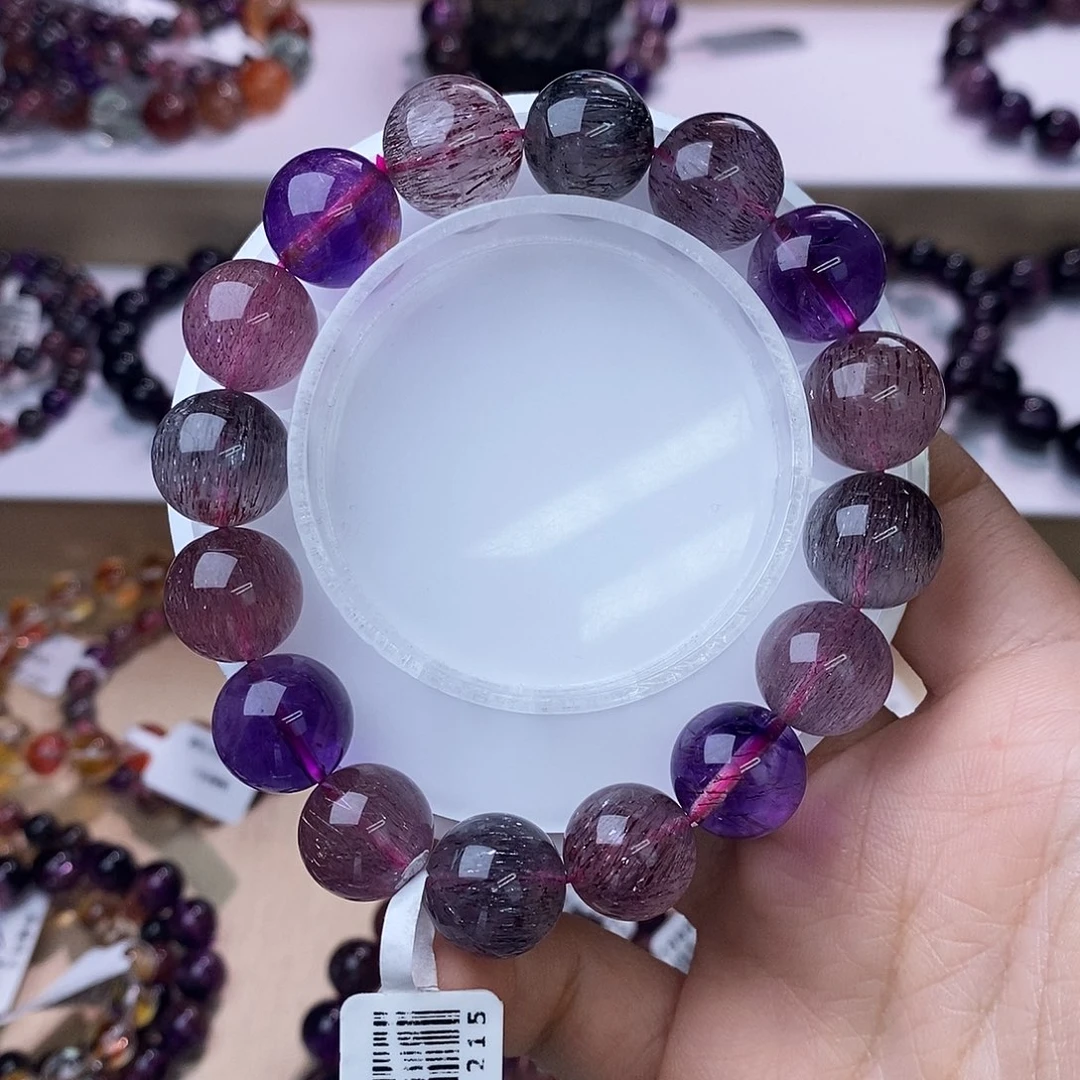 水晶手链未镶嵌黑加仑超七13mm+
