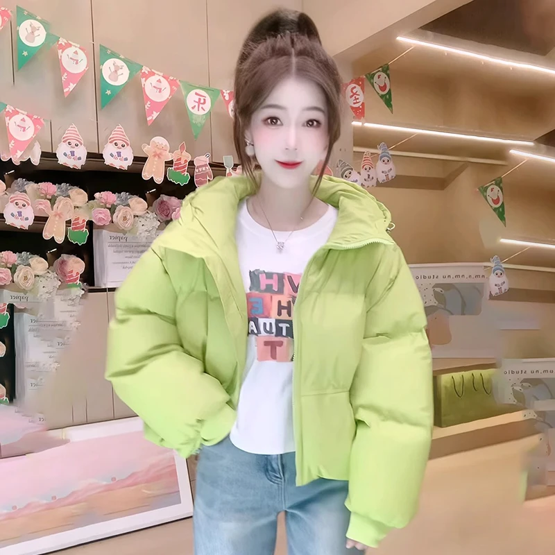 小个子洋气休闲短款白色棉服女士2025年冬季新款设计感棉衣面包服