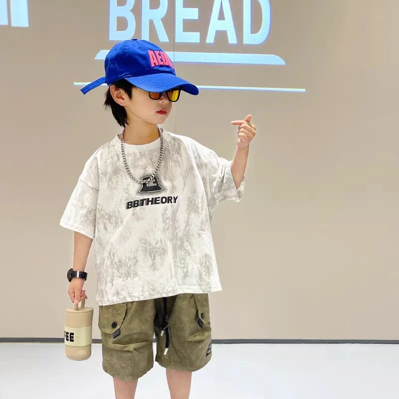 儿童装男童夏装套装2025新款洋气中大童网红短袖衣服男孩夏季时髦