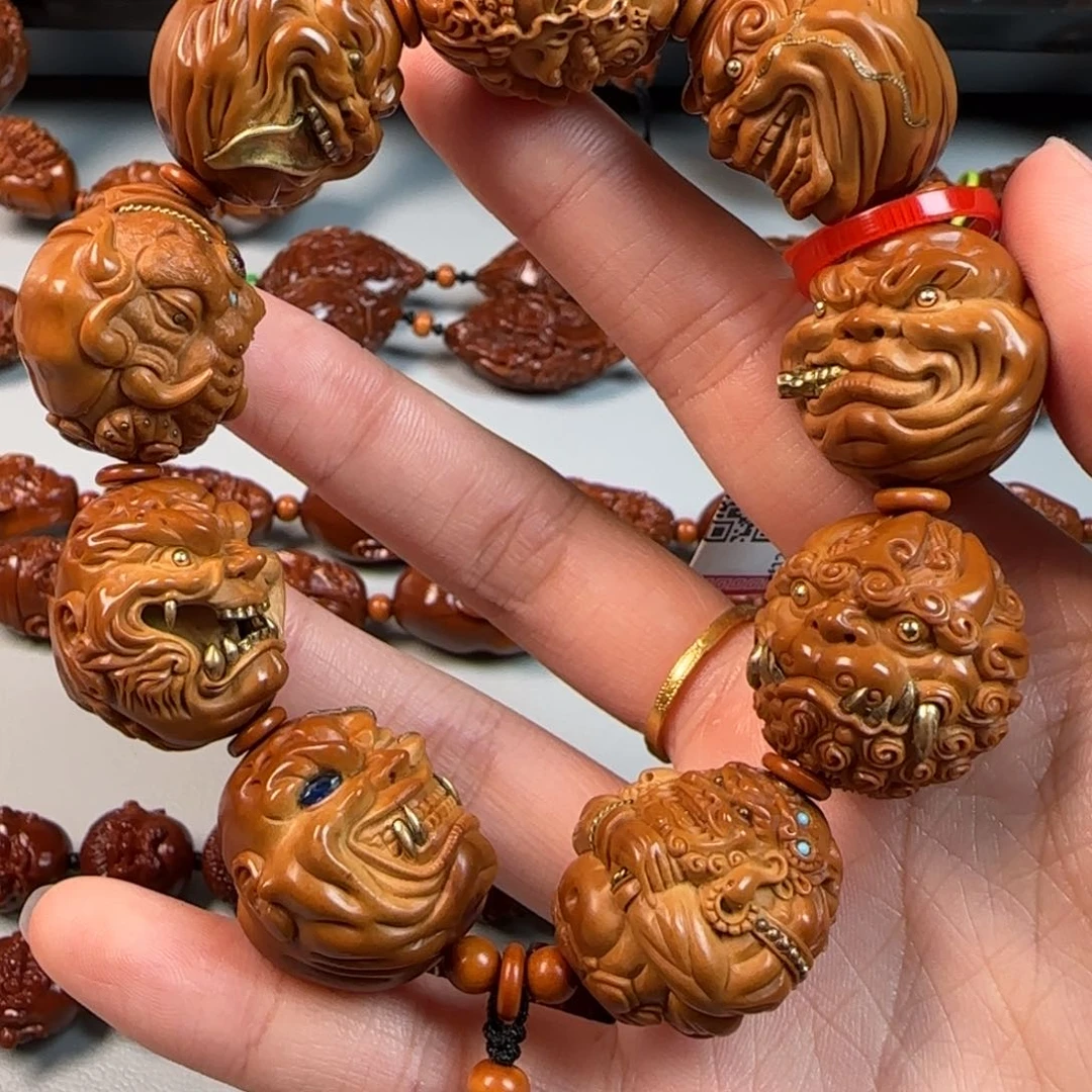 手串橄榄核油核镶嵌恶僧手串