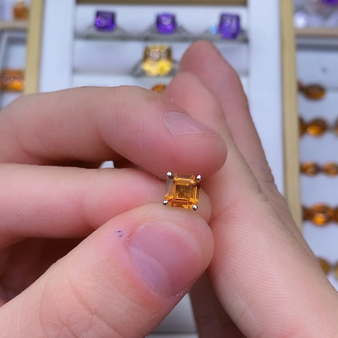 黄晶纯天然黄水晶银S925镶嵌北****肤