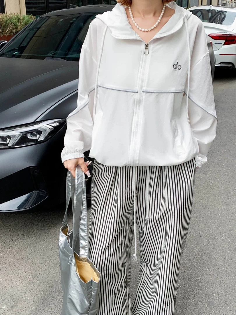 8628韩系时尚连帽防晒衣洋气外套女2025新款宽松外穿薄款防晒服