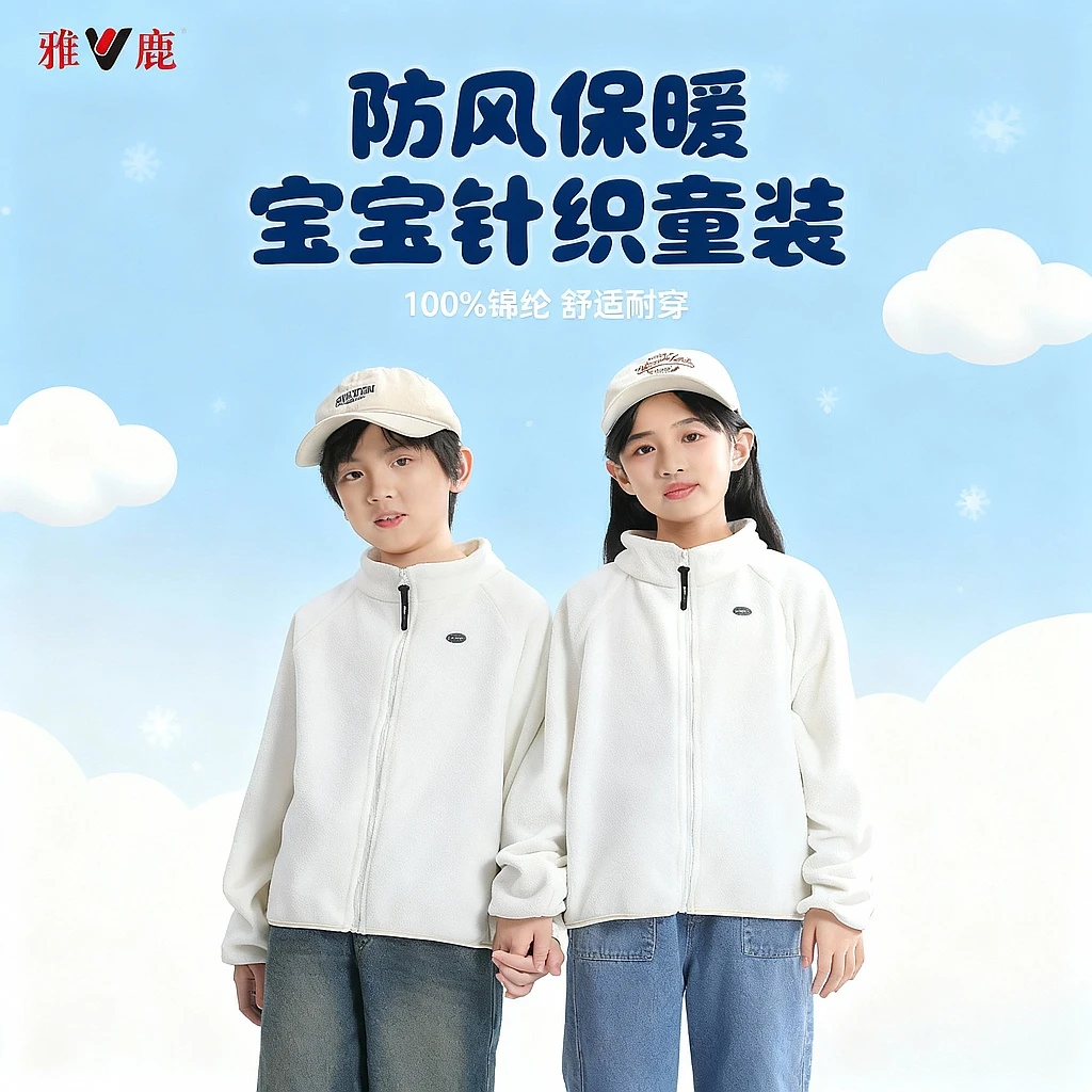 雅鹿童装长袖外套家居服防风宝宝针织童装潮