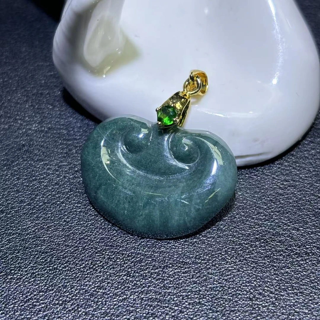 面面来财珠宝A5416-A货翡翠如意吊坠-配绳