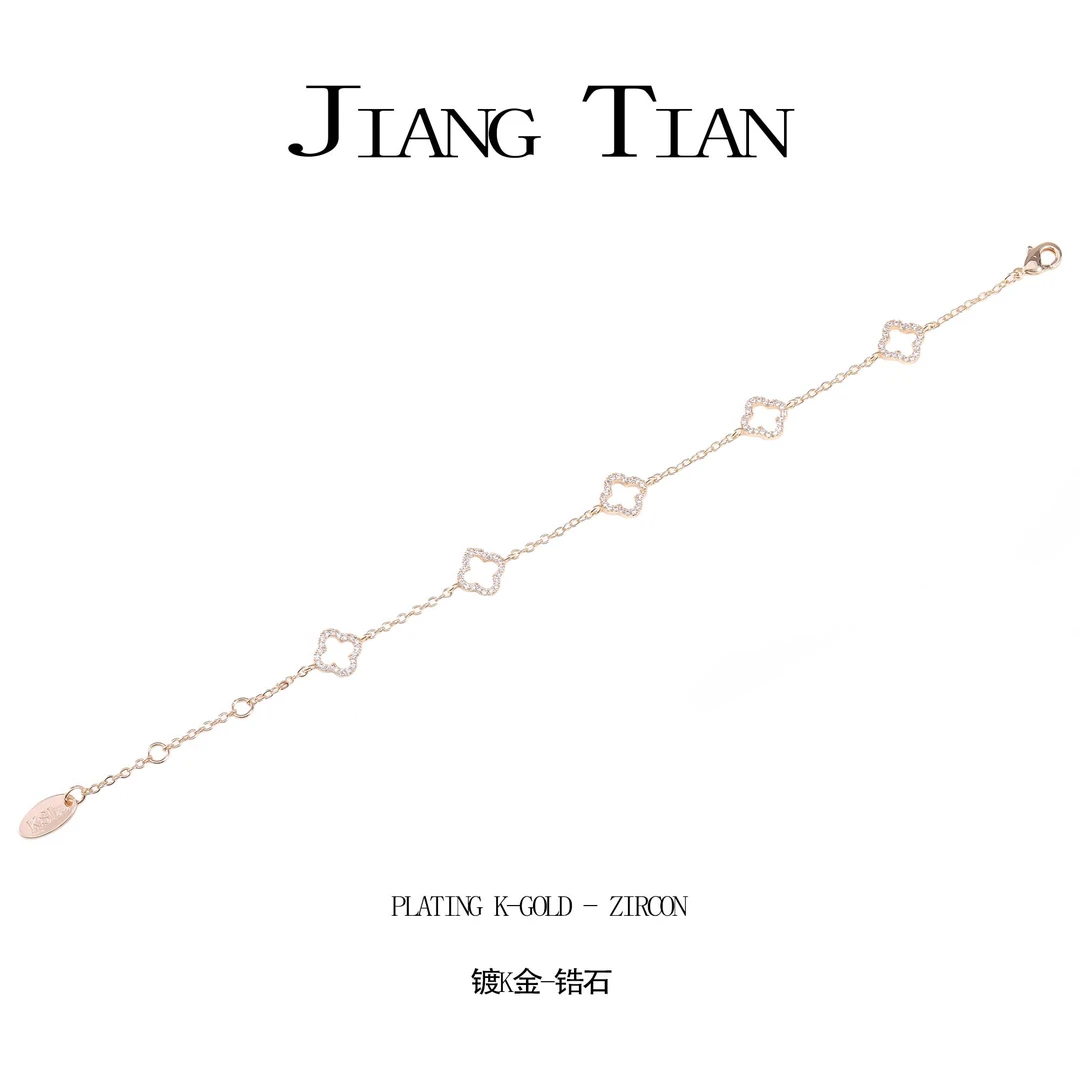 铜合金锆石手链 时尚五花简约玫瑰金手链  3081