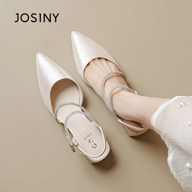 卓诗尼气质轻奢凉鞋2025夏新女士外穿低跟浅口软底法式5J1A30162