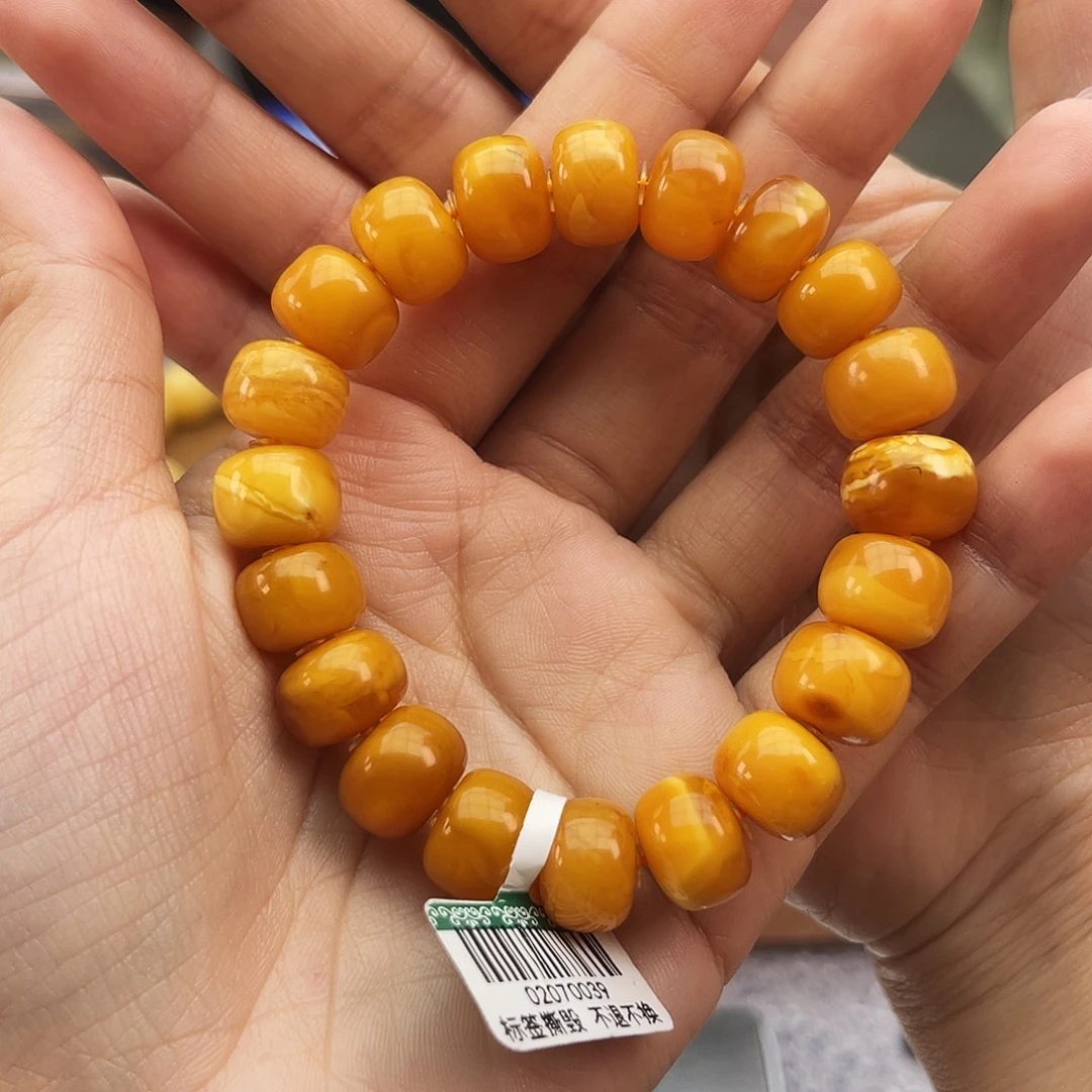 手链琥珀未镶嵌12m鸡油红妖花微瑕