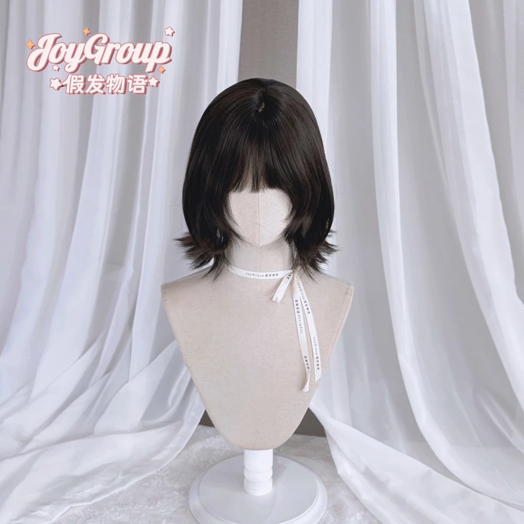 假发物语菲林少女短发外翻波波头黑棕色短卷发日系复古软妹可爱