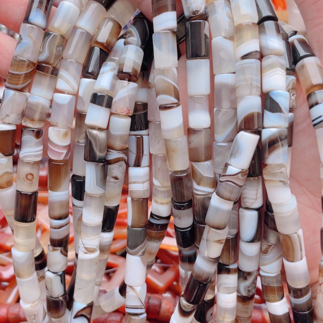 合金玛瑙/玉髓珠宝奇石玛瑙管珠1条卡8*12有瑕