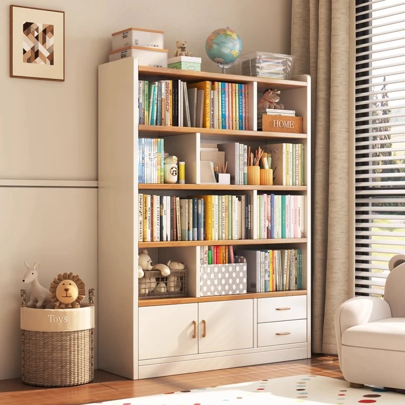 实木书架落地置物架多层客厅展示储物柜靠墙柜子学生家用儿童书柜