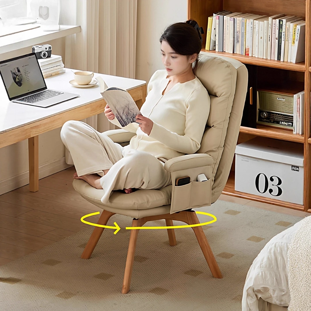 诗维克实木旋转电脑椅家用舒适久坐单人休闲书桌椅子书房卧室座椅