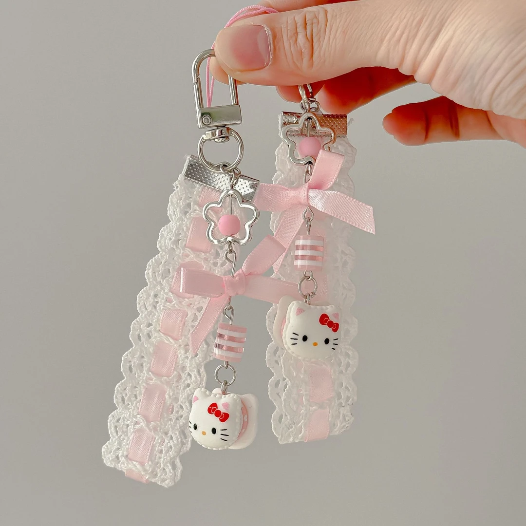 Hello Kitty可爱手机链蝴蝶结甜美包包挂饰ccd串珠挂件钥匙链