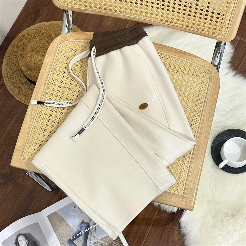 「闪闪的裤」2025早春新款拼接亮晶晶百搭直筒休闲裤O-Q806