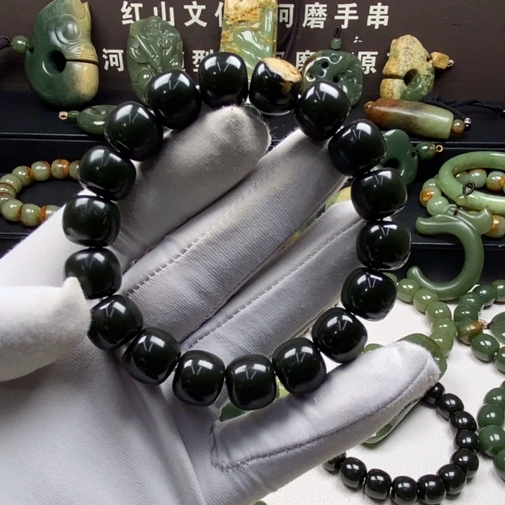 手链未镶嵌岫岩河磨玉（透闪石质玉）