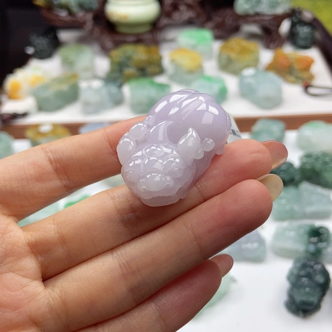 颈饰未镶嵌翡翠A21 香芋紫大肚貔貅