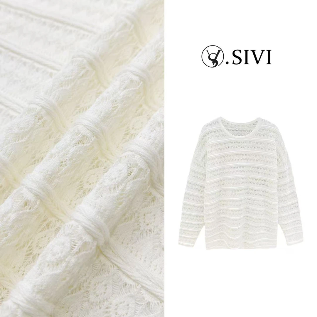 熙薇【百花吐艳】2025春季新款时尚气质重工毛衣套头上衣H1314