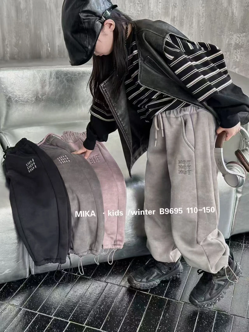 休闲风运动风冬季长裤加绒加厚童装时尚