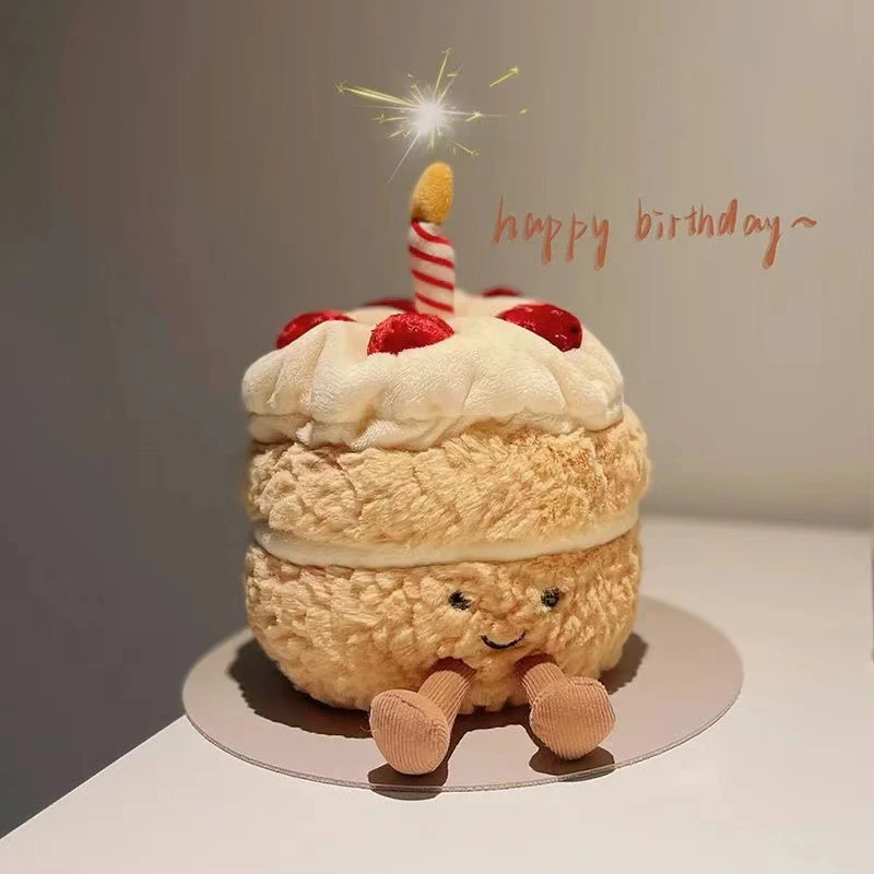 创意JELLYCAT生日蛋糕小抱枕会唱歌毛绒玩具趣味搞怪生日玩偶礼物