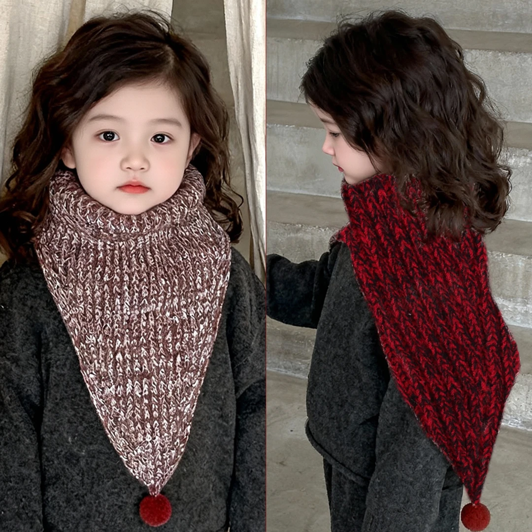 【多种戴法】儿童韩版三角围巾披肩防风保暖针织斗篷洋气护颈围脖