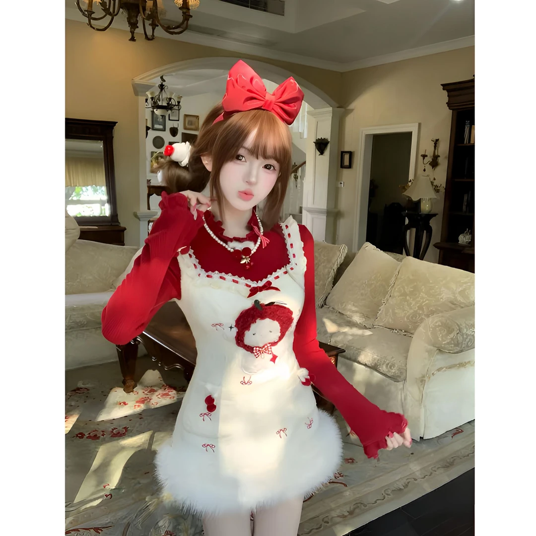 【莓莓小挞】 冬季纯欲甜美可爱风温婉大方针织打底设计背带裙套装
