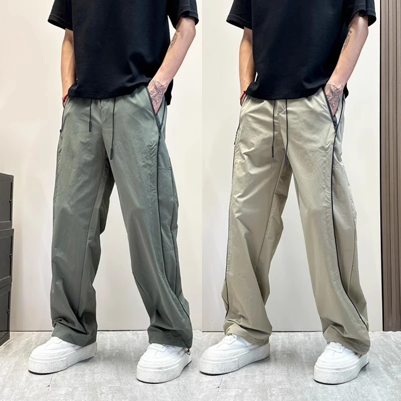 仓石一树薄款抽绳束脚工装裤男春夏季速干透气痞帅时尚百搭休闲裤