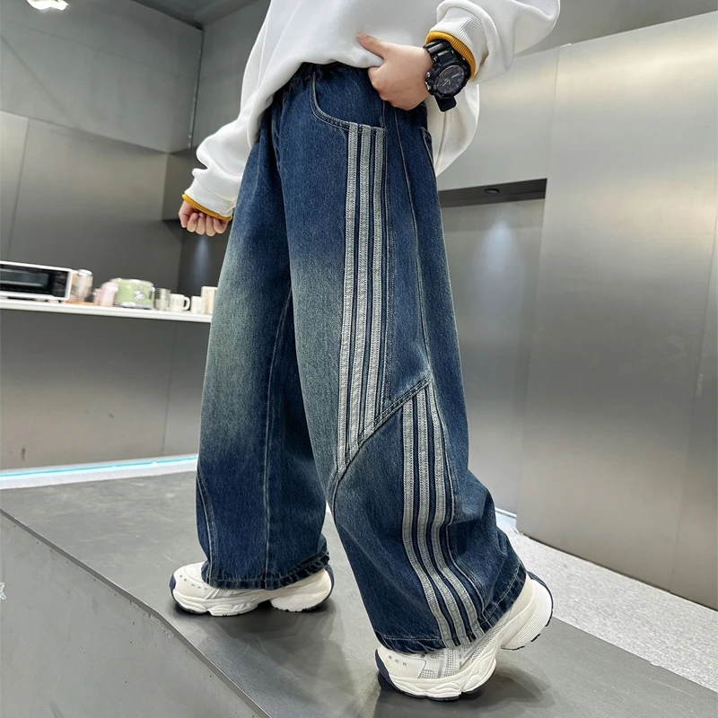 儿童装男童秋装裤子长裤春秋款2025新款秋季中大童男孩酷帅牛仔裤