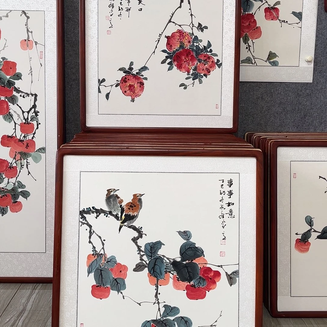 国画书画作品带框63×63