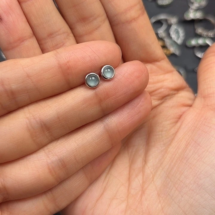 翡翠银S925镶嵌耳饰