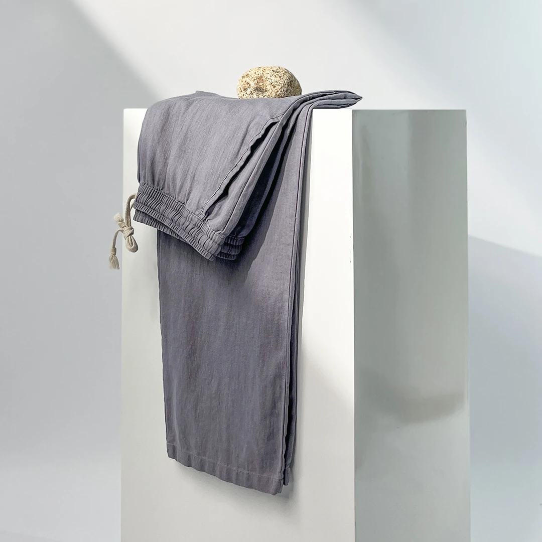 【苍雷】男士亚麻裤纯色直筒苎麻长裤百搭透气文艺范中国风宽松男裤