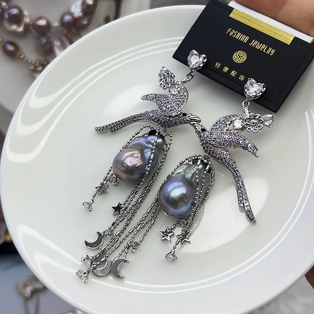 淡水珍珠耳饰银S925镶嵌