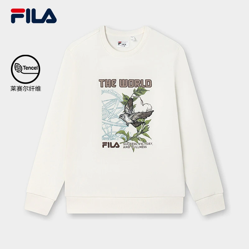FILA 斐乐官方男子套头卫衣2025春新款时尚休闲刺绣针织长袖上衣