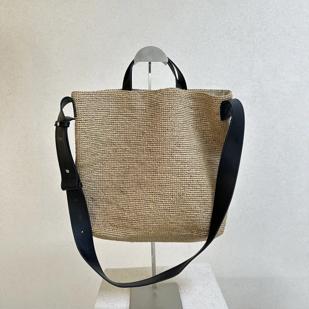 新款拉菲草编织单肩小包立体田园女夏季水桶包单肩手提包真皮配件