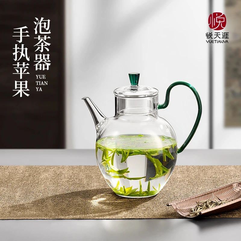 仿宋大号大容量苹果壶高硼硅耐高温简约可煮水手工家用喝茶壶加厚