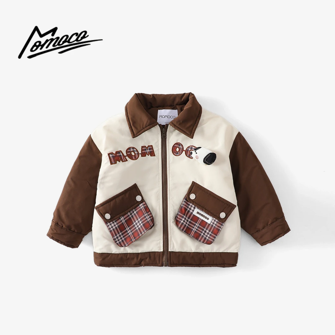 MOMOCO冬季新款男童时尚韩版棉服保暖字母小狗外套77430107015