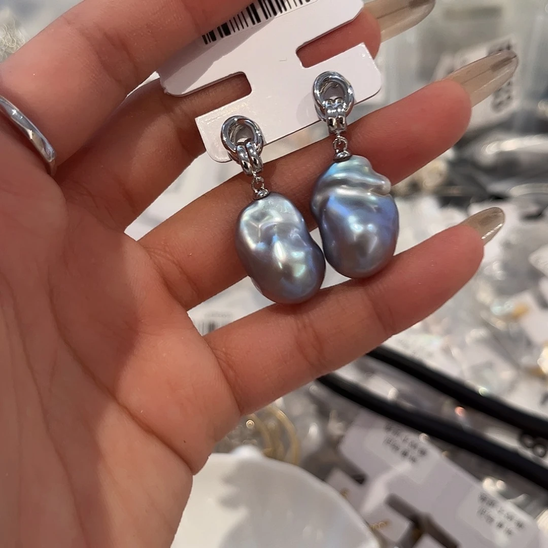 合金淡水珍珠耳饰